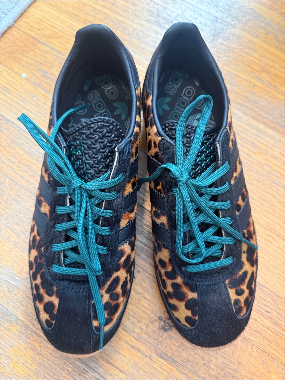 Adidas Leopard Print Women's Sneakers with Teal Laces